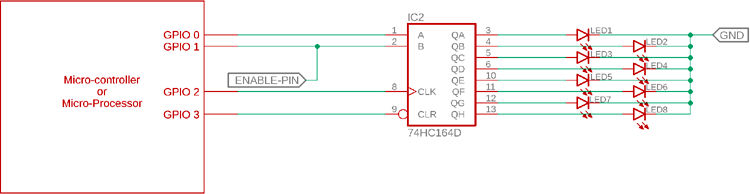 74HC164 Interfacing Circuit Diagram