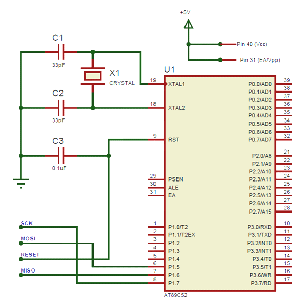 AT89S52 Microcontroller Circuit Diagram