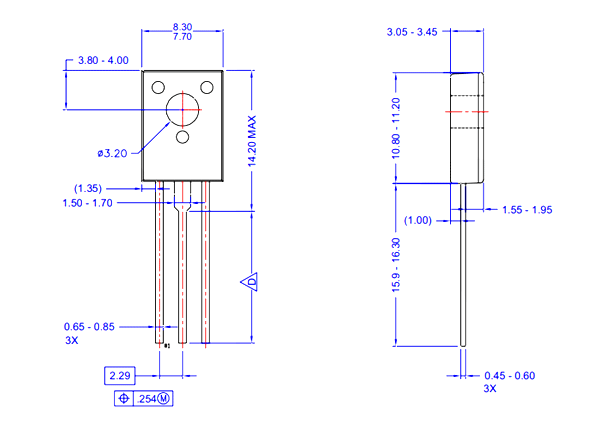 BD139 TO-225 Dimensions