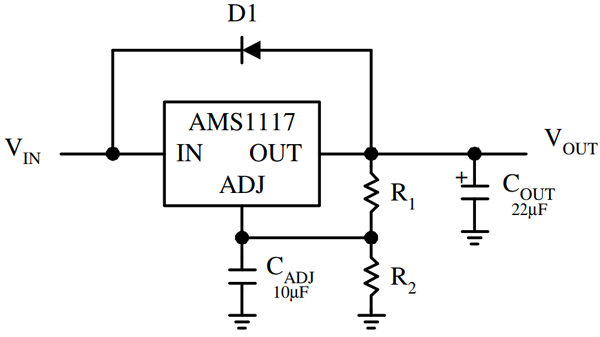 Circuit diagram for a variable output regulator