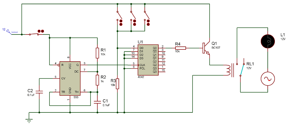 Circuit using 4042 IC