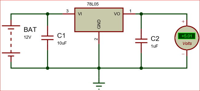 Circuit Using 78L05 Voltage Regulator 