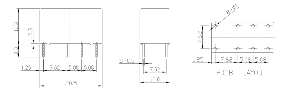 DPDT Relay Dimensions