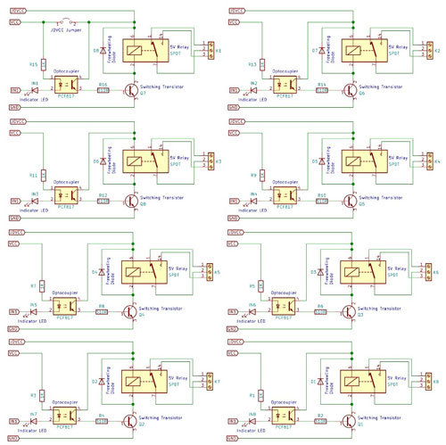 Eight-Channel Relay Module Circuit Diagram 