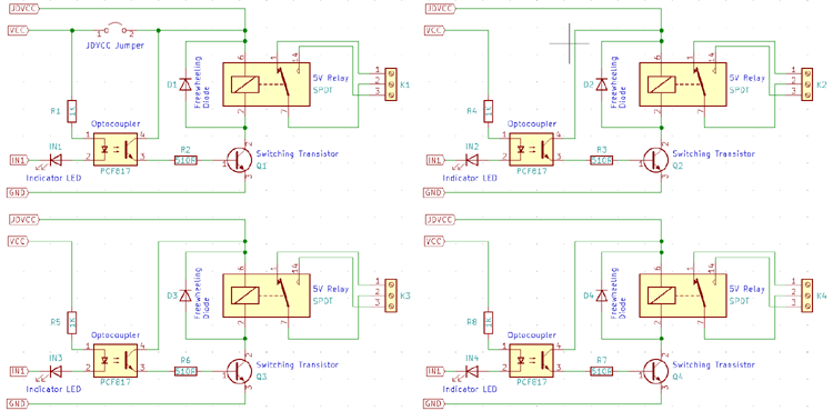 Four-Channel Relay Module Circuit Diagram