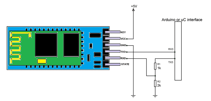HC-06 Bluetooth Module with Arduino Circuit
