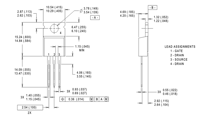 IRF1010E MOSFET Dimensions