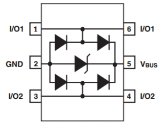 Internal circuit diagram for USBLC6