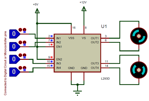 L293D Motor Driver IC Circuit