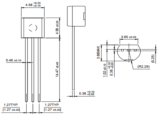 LM336 Reference Voltage Diode Dimensions