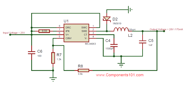 MC34063 Buck Converter Circuit Diagram