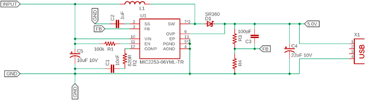 MIC2253 Switching Boost Regulator Circuit