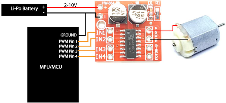 MX1508 DC Motor Driver with Microcontroller