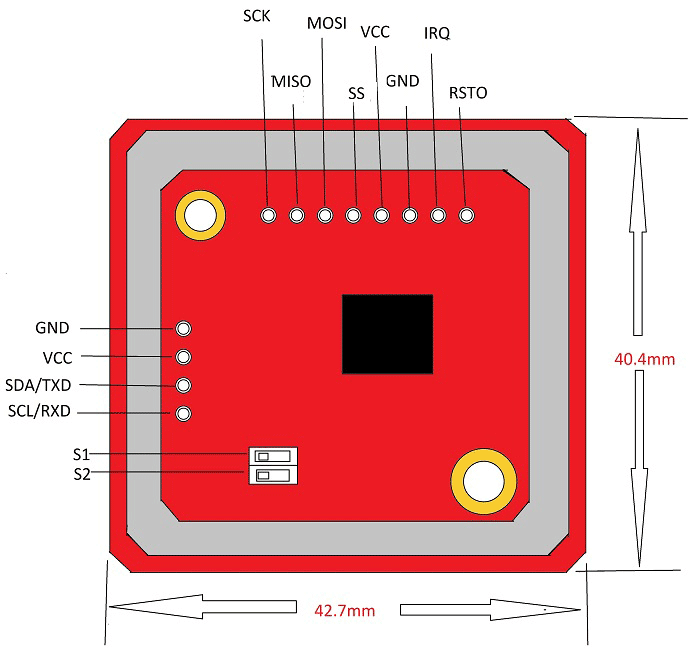 PN532 NFC Module Dimensions