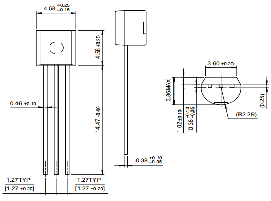 SS9014 Transistor Dimensions