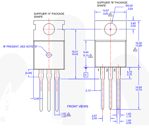  TIP122 Darlington NPN Transistor 2D model