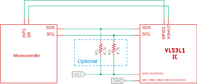 VL53L1 Interfacing Diagram