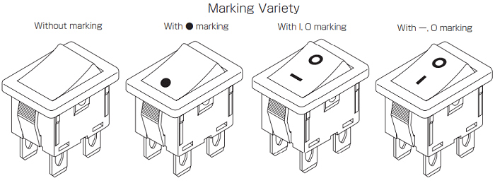 Various Markings On Rocker Switch Indicating ON-OFF states