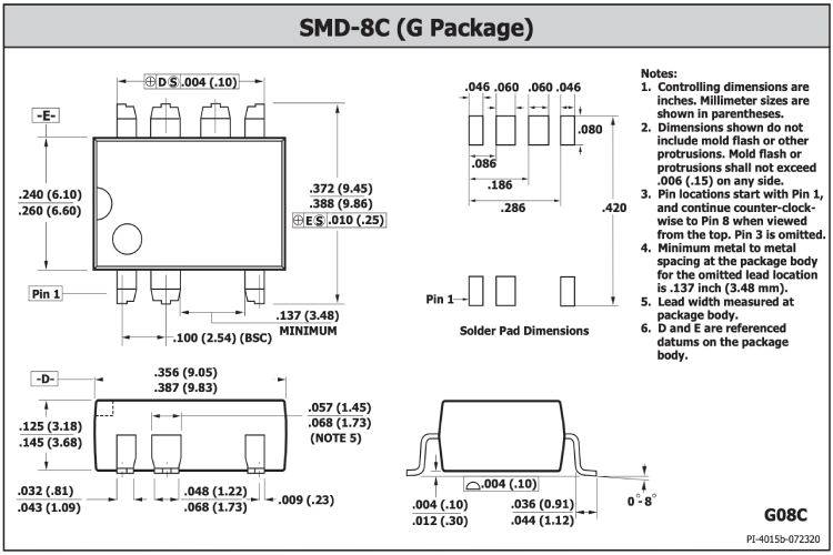 SMD 8C (G Package) TNY280PN dimensions
